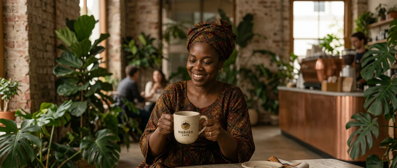 Cliente avec un café Nabara