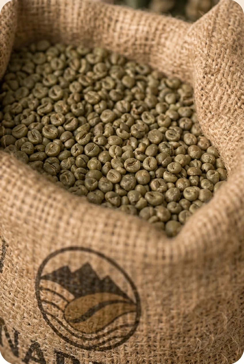 Grains verts en sac