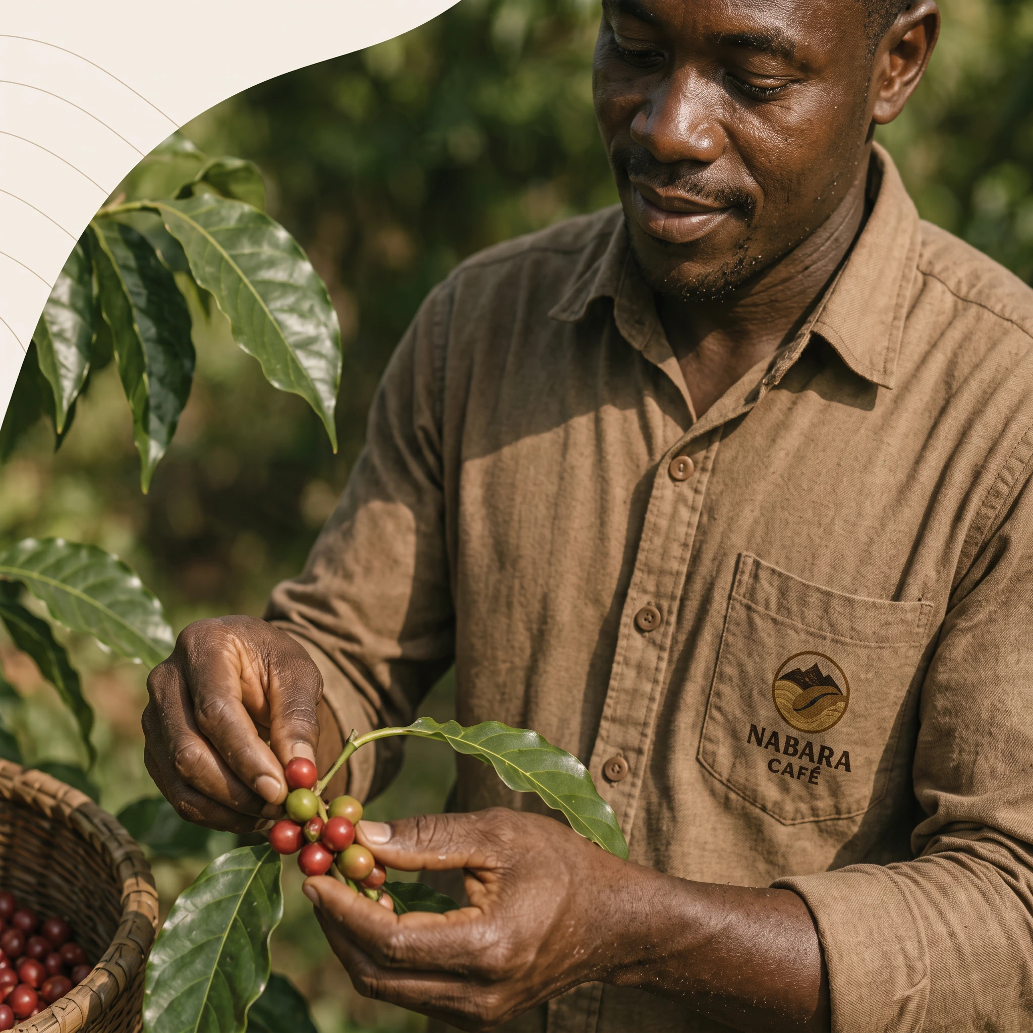Producteur sélectionnant des cerises de café