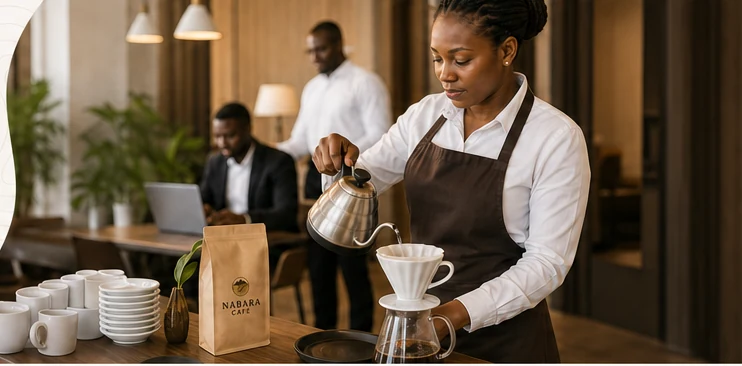 Barista préparant un café pour un client