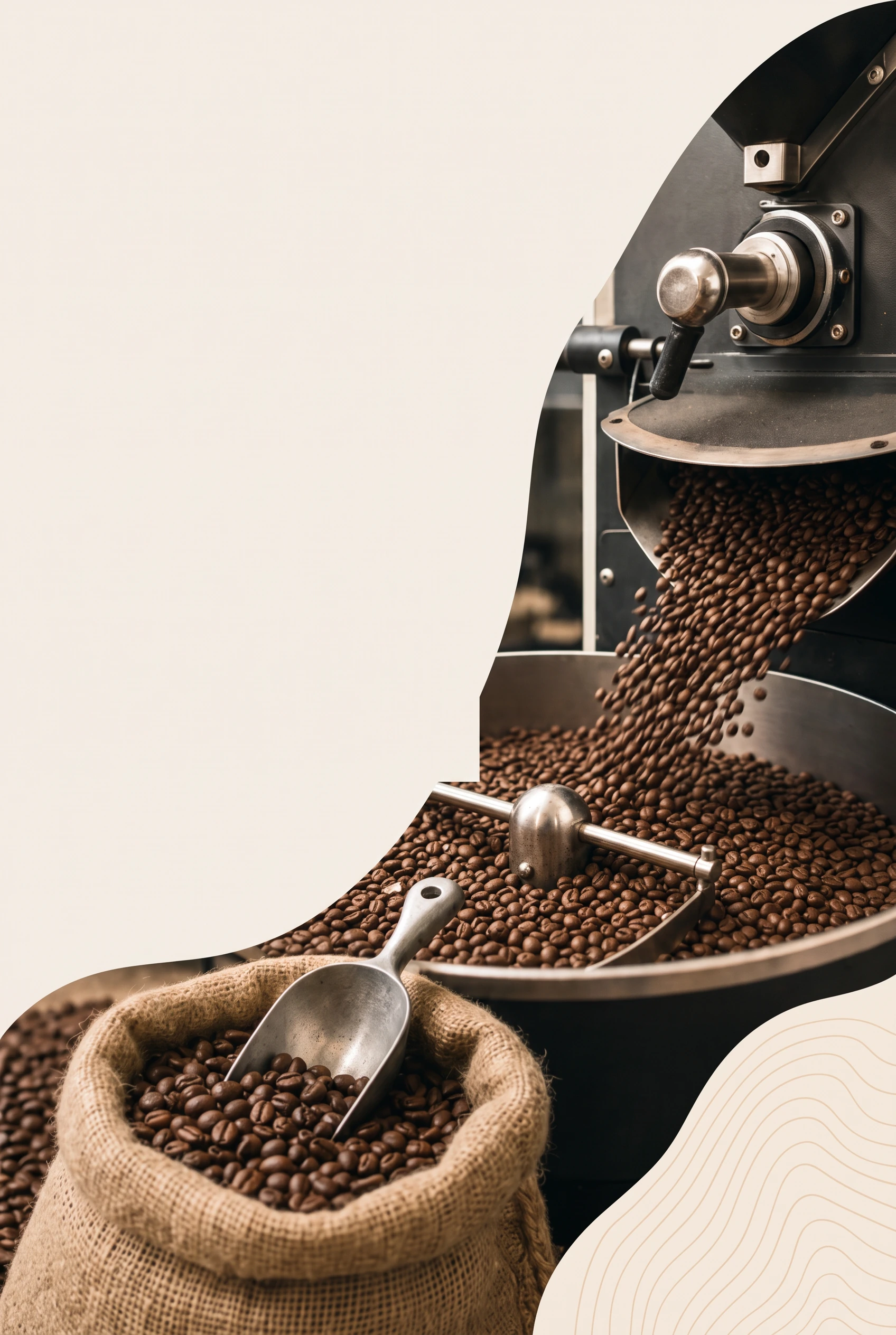Torréfacteur et grains de café torréfiés