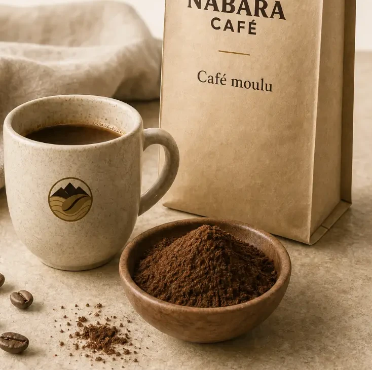 Café moulu Nabara Café avec tasse et grains