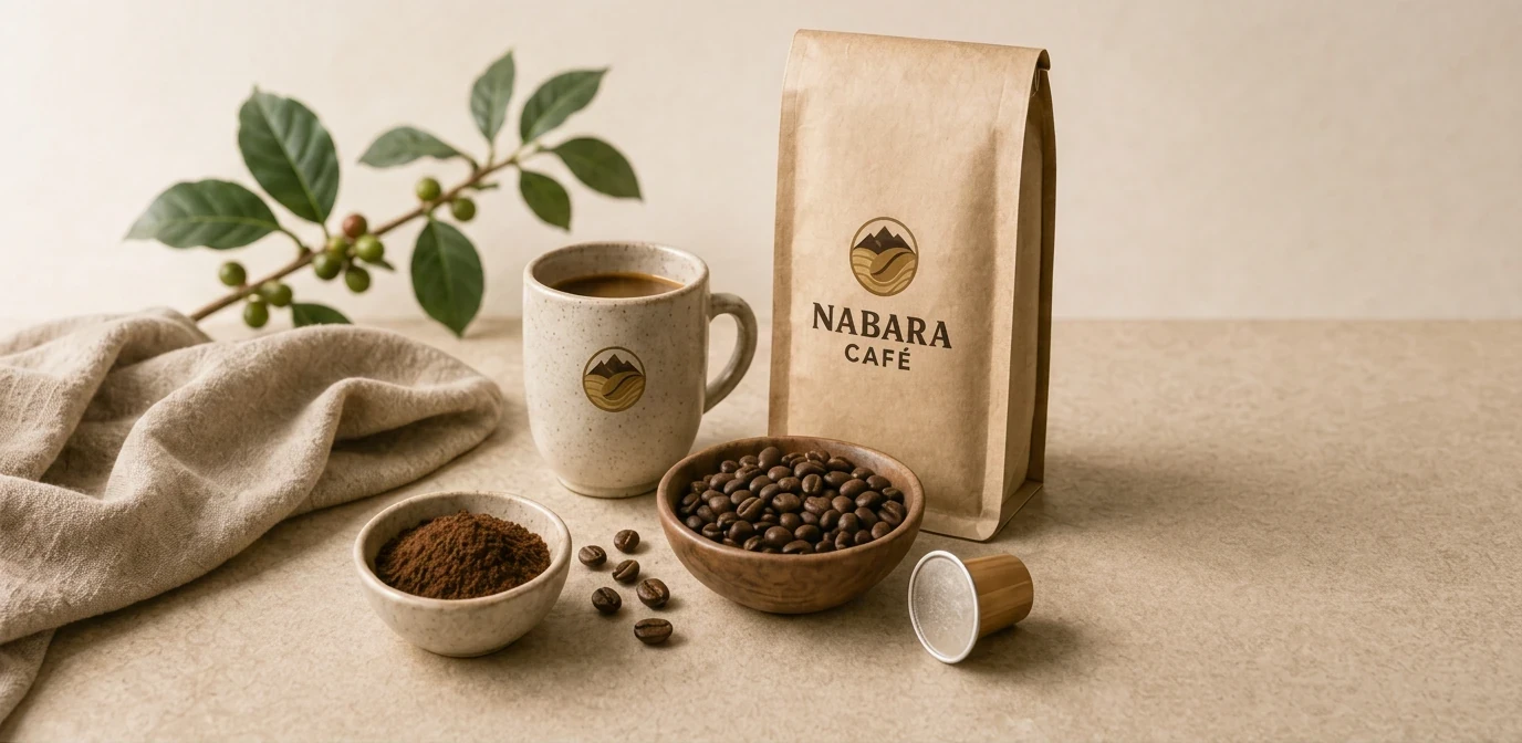 Mug, sachet, grains et capsule Nabara Café