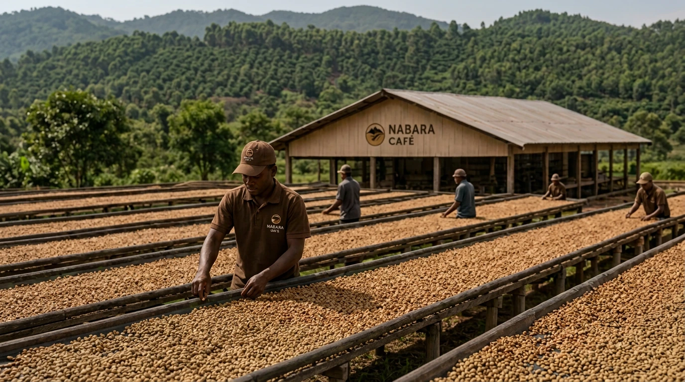 Séchage de café en Guinée