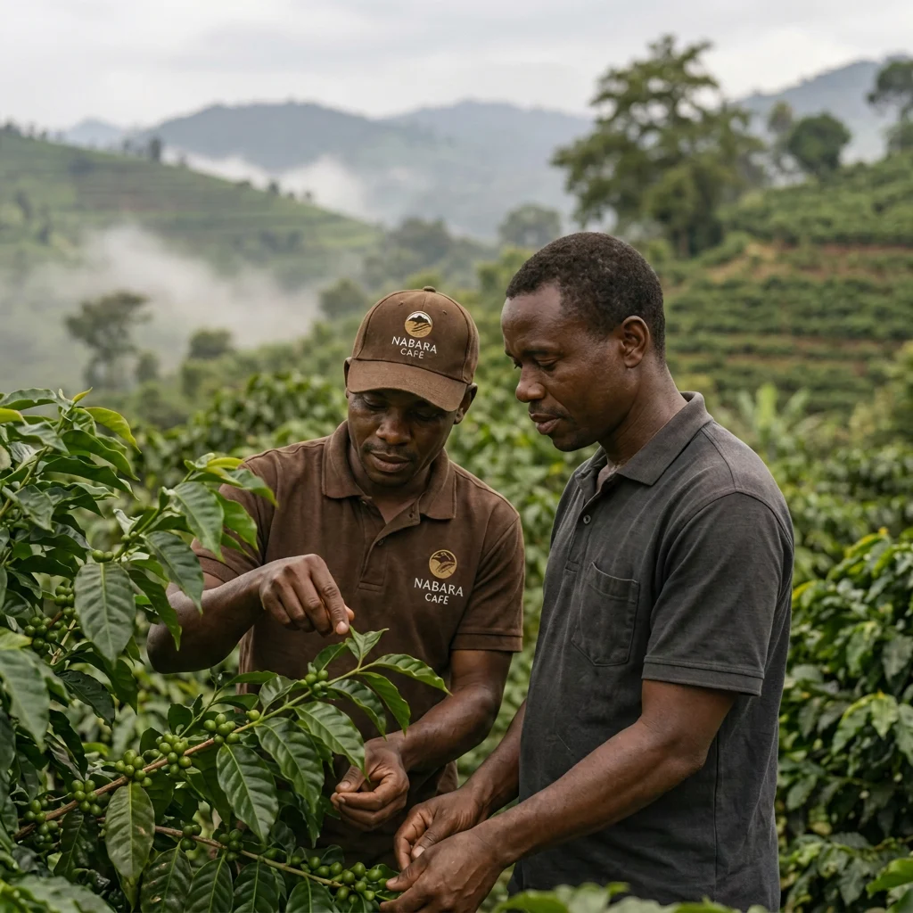 Producteurs travaillant ensemble dans une plantation